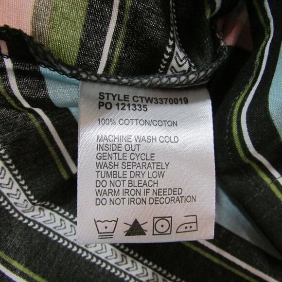 Cruel Girl's Medium Long Sleeve Stripe Print Snap Western Shirt - Multi - Picture 4 of 4